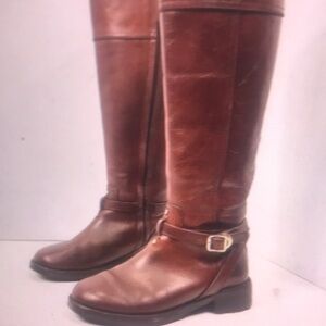 Brown Leather Knee-High Boots